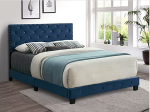 Platform Bed Blue Velvet