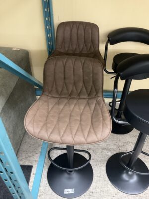 Brown fabric barstool x2