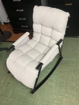 Boucle rocking chair with adjustable backrest
