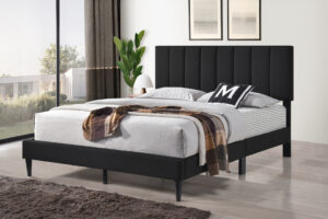 Platform Bed Black Leatherette