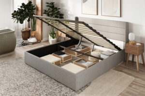 Storage Lift Grey Platform Bed