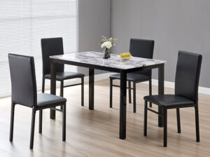 5Pc White Faux Marble Table Set
