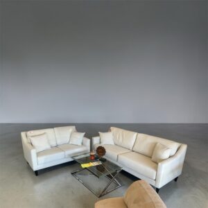 Curved Arm Cream Sofa + Love