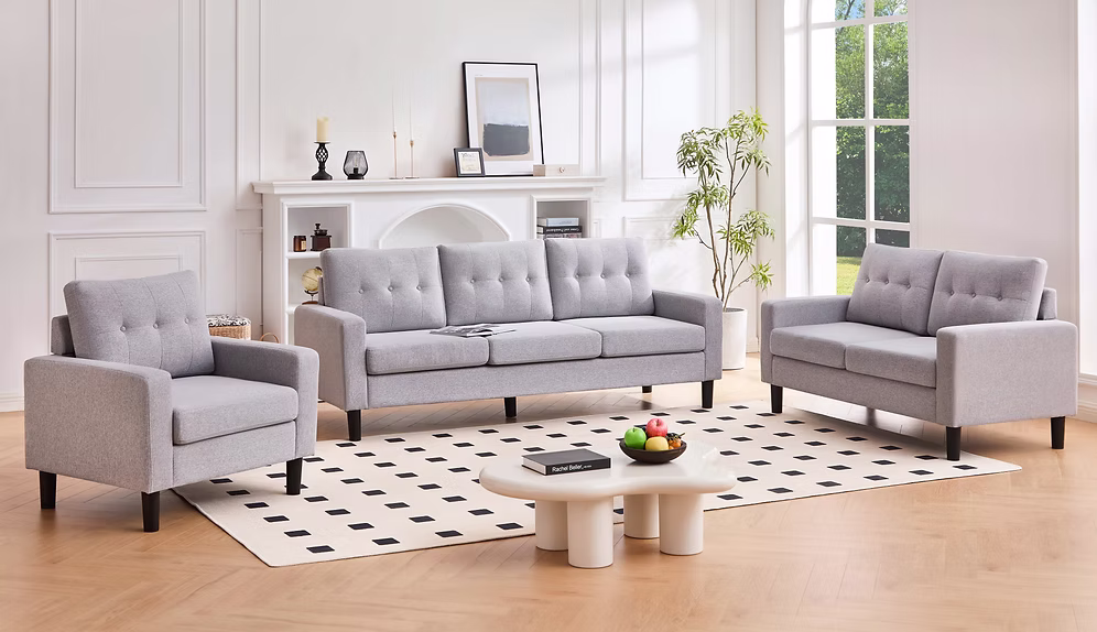 3Pc Sofa Set in Light Grey #28230