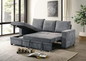 Sectional Sofa Bed Dark Grey fabric