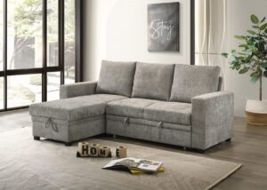 Sectional Sofa Bed Light Grey fabric