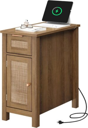 Narrow End Table With Power Station