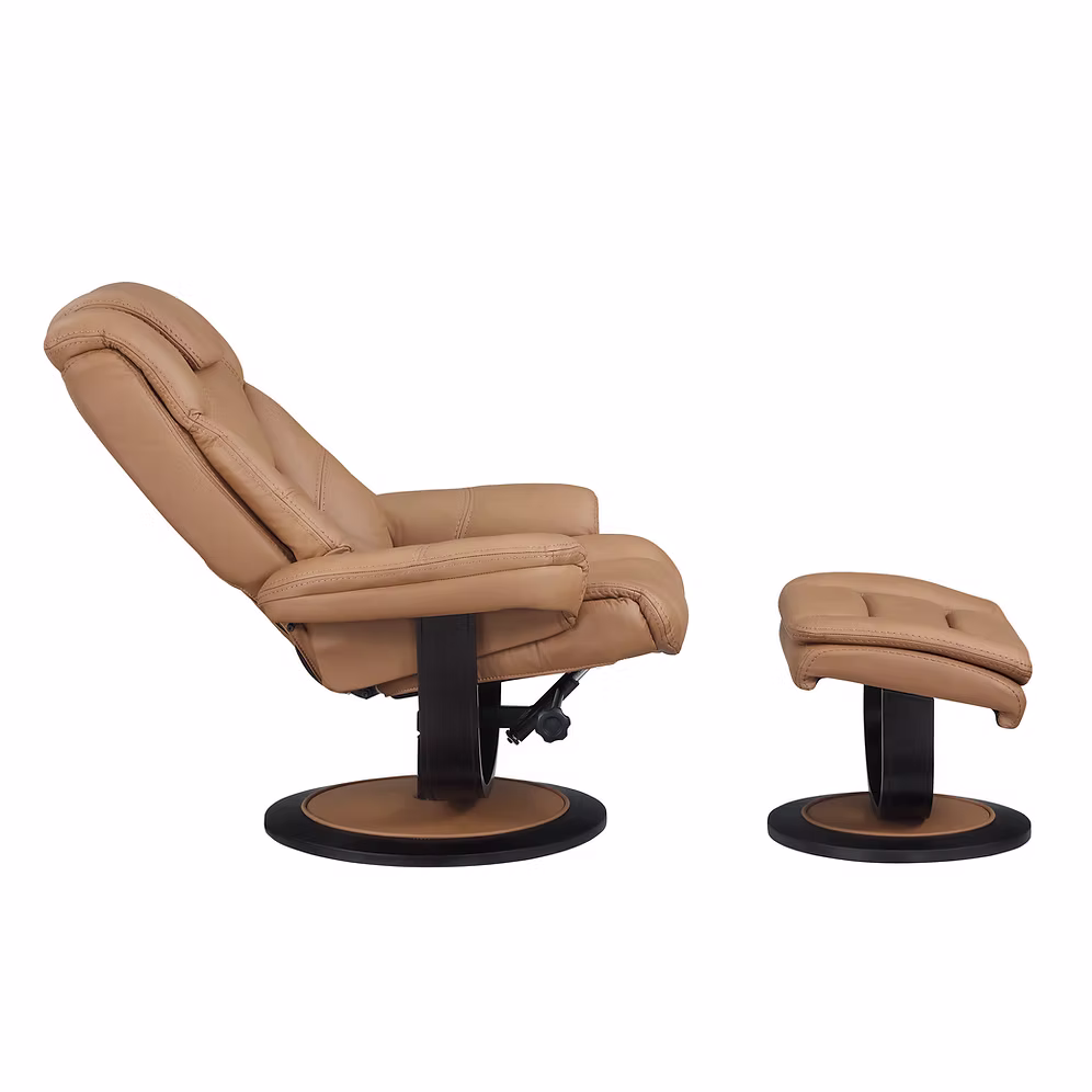 Caramel Recliner with Ottoman TOP GRAIN LEATHER MATCH - Image 2